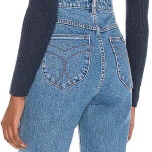 Rollas Original Straight High Rise Denim Jeans In Cindy Blue